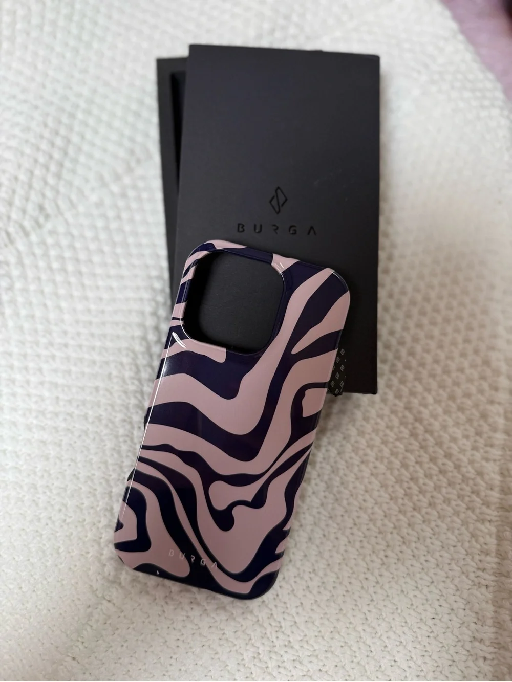 Tan & Navy Zebra Pattern Protective Phone Case